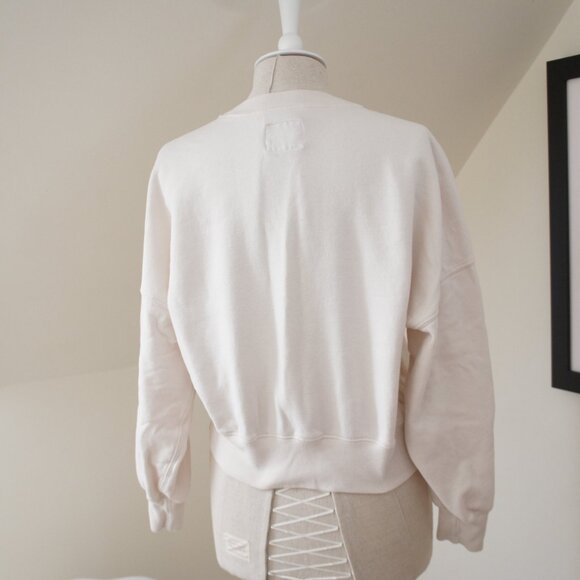 Abercrombie & Fitch Soft AF Embroidered Cream White New York Sweatshirt Size M - Picture 5 of 11